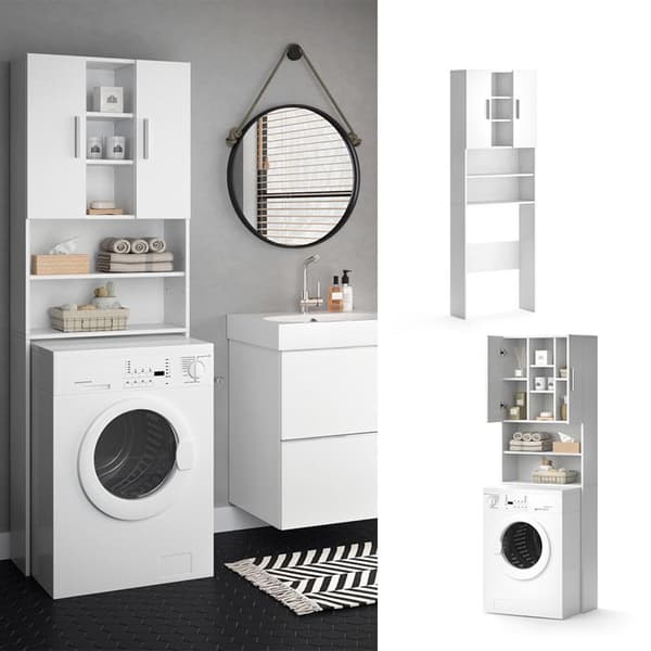 Armoire tvättmaskin Luis, 190x64cm, Vit, Vit, Vicco