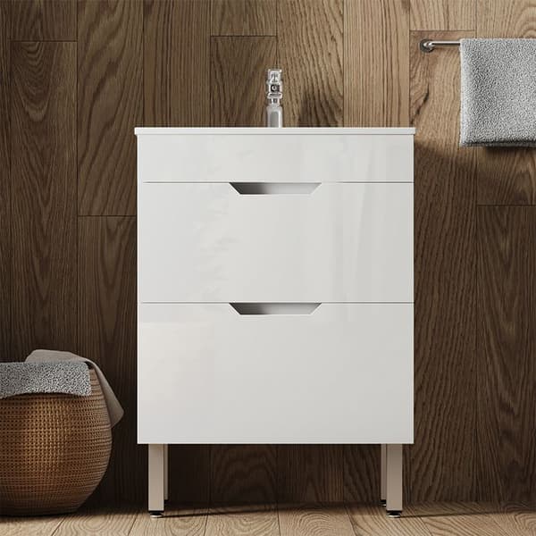 Ensemble möbler bad Clayton, 2 delar, låg skåp 80 cm, Vit, Vicco