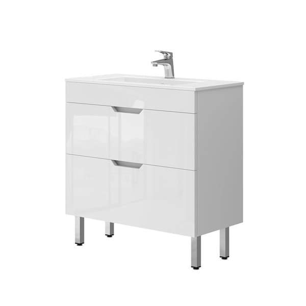 Ensemble möbler bad Clayton, 2 delar, låg skåp 80 cm, Vit, Vicco