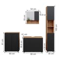 Miniatyrbild 3 av 6: Ensemble meubles de bain Irma, 4 pièces, avec armoire à tiroirs et armoire intermédiaire, Anthracite à pois, Chêne doré, Vicco
