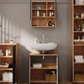Miniatyrbild 5 av 6: Ensemble meubles bain Irma, 4 delar, med hög skåp och byrå, Randig antracit, Guld ek, Vicco