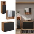 Miniatyrbild 2 av 6: Ensemble de meubles de salle de bain Irma, 3 pièces, avec armoire centrale, Anthracite rayé, Chêne doré, Vicco