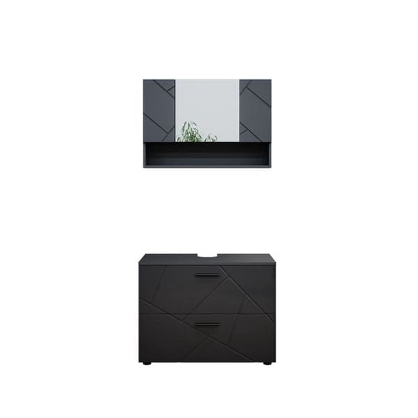 Ensemble möbler bad Irma, 2 delar, låg skåp 80 cm, antracit hög glans, antracit, Vicco