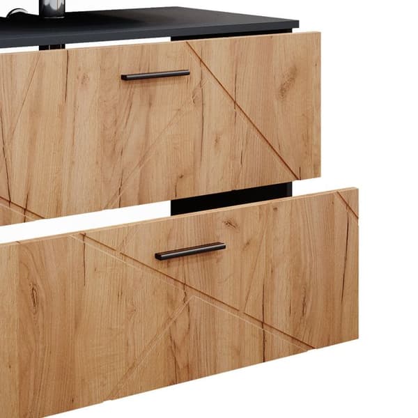 Ensemble badmöbler Irma, 3 delar, låg skåp 80 cm, Guld-ek/kol, Kol, Vicco