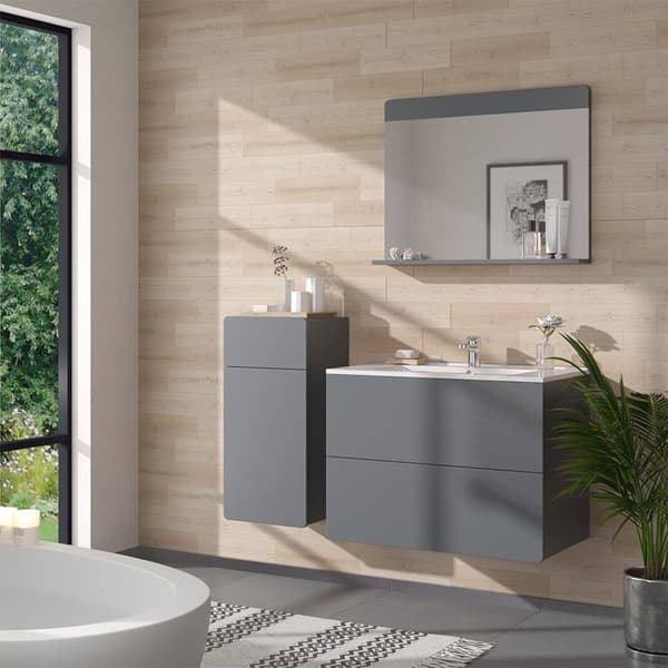 Ensemble meubles bain Izan, 4 delar med mittskåp, Grå, Vicco