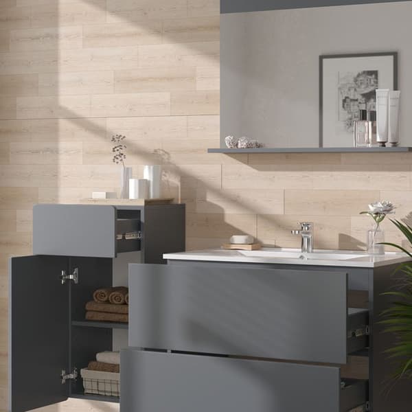 Ensemble meubles bain Izan, 4 delar med mittskåp, Grå, Vicco