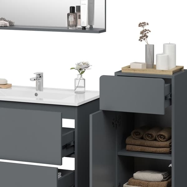 Ensemble meubles bain Izan, 4 delar med mittskåp, Grå, Vicco