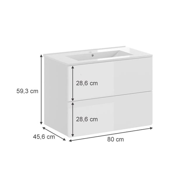 Vicco Izan badrumsmöbelset, Vit Högglans, 2 st