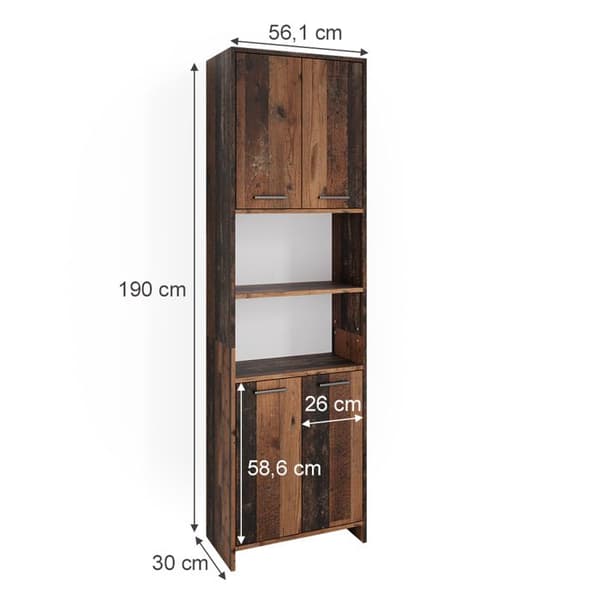 Badrumsförvaringsmöbel Maris, 56.1x190cm, Rustikt ek, Rustikt ek, Vicco