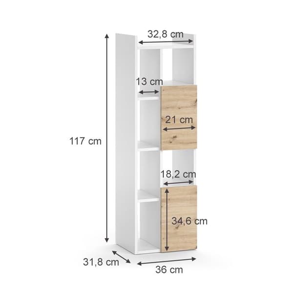 Badrumsförvaring Alf, 36x117cm med 2 lådor, Vit, Vit, Vicco