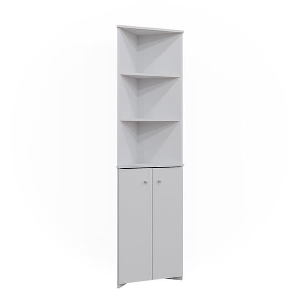 Badrums Möbel Fynn, 51.5x175cm Hörnskåp med 2 dörrar, Vit, Vit, Vicco