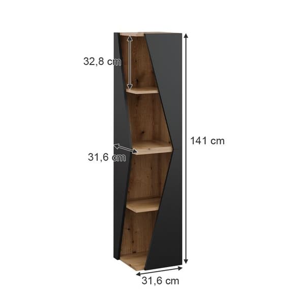 Badrumsfurniture Benno, 31.6x70.5cm med 3 hyllor, Antracit, Ek, Vicco