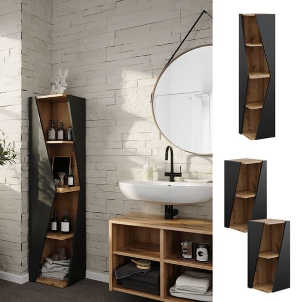 Badrumsfurniture Benno, 31.6x70.5cm med 3 hyllor, Antracit, Ek, Vicco