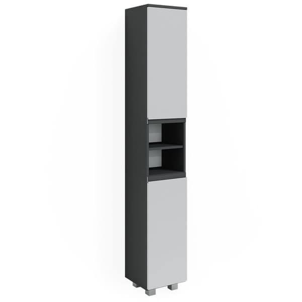Badrumsförvaringsmöbel J-form, 30x190cm, Vit, Antracit, Vicco