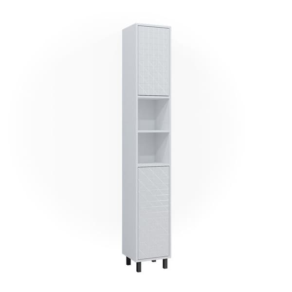 Förvaringsmöbel för badrum Agasta, 30x190.3cm, Vit, Vit, Vicco