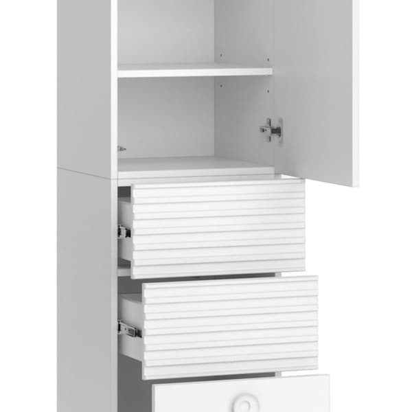 Badrumsmöbel Sola, 40,2x192,4cm med dörr och lådor, Vit, Vit, Vicco