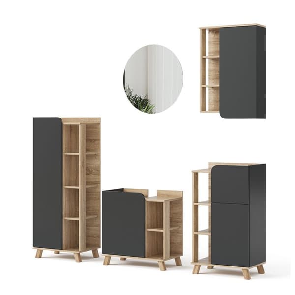 Karen badrumsmöbelset, 5 delar, antracit, Vicco