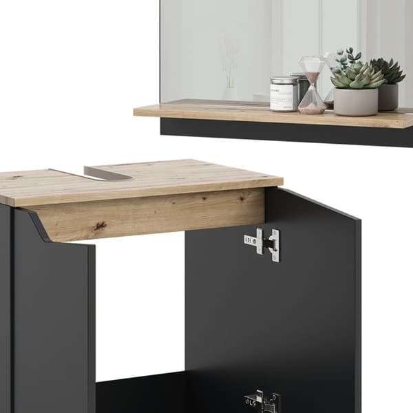 Ensemble möbler badrum Marelle, 3 delar, med hög skåp, Antracit, Ek Artisan, Vicco
