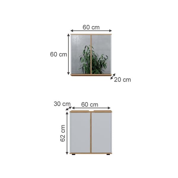 Badmöbelset Didi, 2 delar, låg skåp 60 cm, Vit/Artisan, Artisan Ek, Vicco
