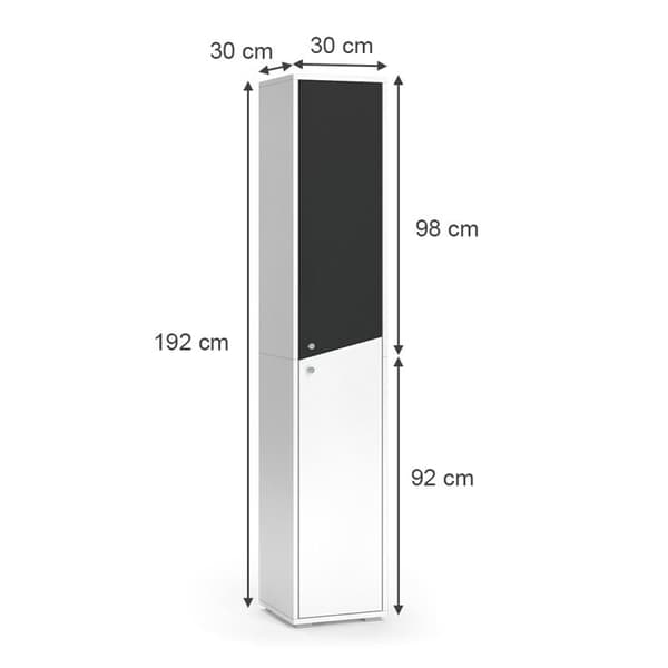 Badrumsarmoire Irida, 30x192cm, Antracit/vit, Vit, Vicco