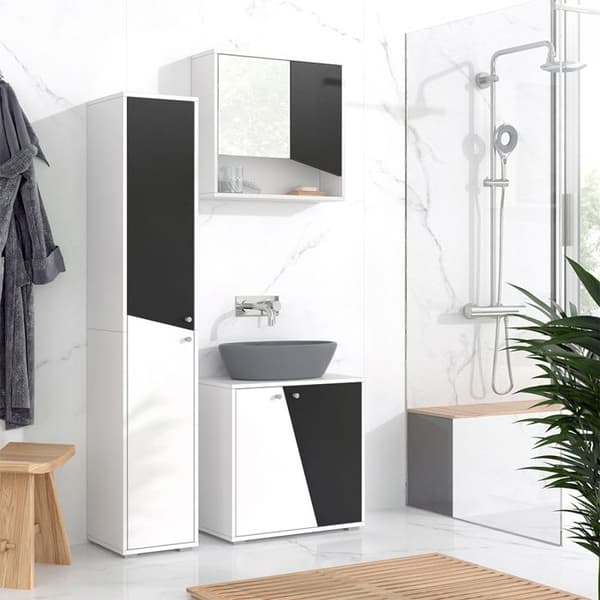 Badrumsarmoire Irida, 30x192cm, Antracit/vit, Vit, Vicco
