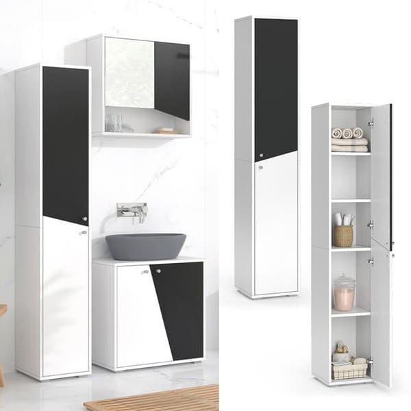 Badrumsarmoire Irida, 30x192cm, Antracit/vit, Vit, Vicco