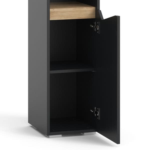 Möbel badrummet Marelle, 30x180cm med dörrar och öppna fack, Antracit, Antracit, Vicco