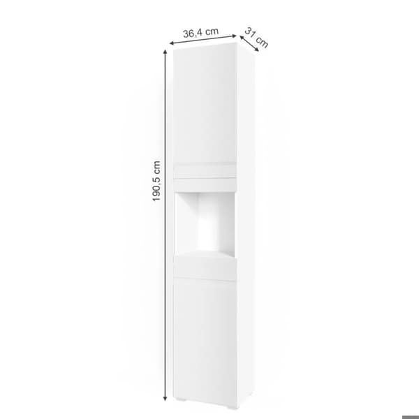 Förvaringsmöbel för badrum Freddy, 36.4x190.5cm, Vit högglans, Vit, Vicco