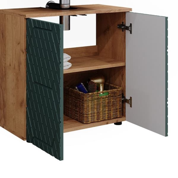 Badrumsinredning Irma, 2 delar, underskåp 60 cm, Grön/guldbrun Ek, Guldbrun Ek, Vicco