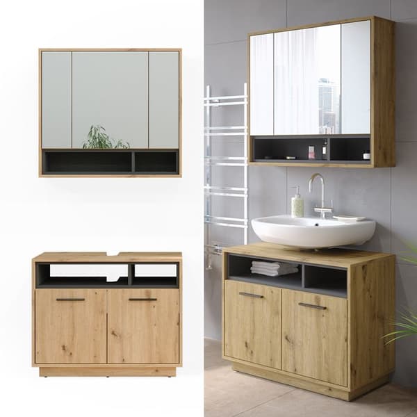 Badmöbelset Beatrice, 2 delar, Artisan Ek, Antracit, Vicco