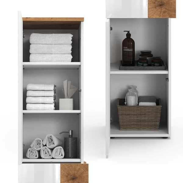 Badrumsinredning Eden, 40x184.2cm med 2 dörrar och en låda, Vit, Vit, Vicco