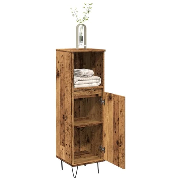 vidaXL Kylpyhuoneen kaappi vanha puu 30x30x100 cm tekninen puu