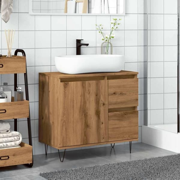 vidaXL Badeservantskap artisan eik 65x33x60 cm konstruert tre