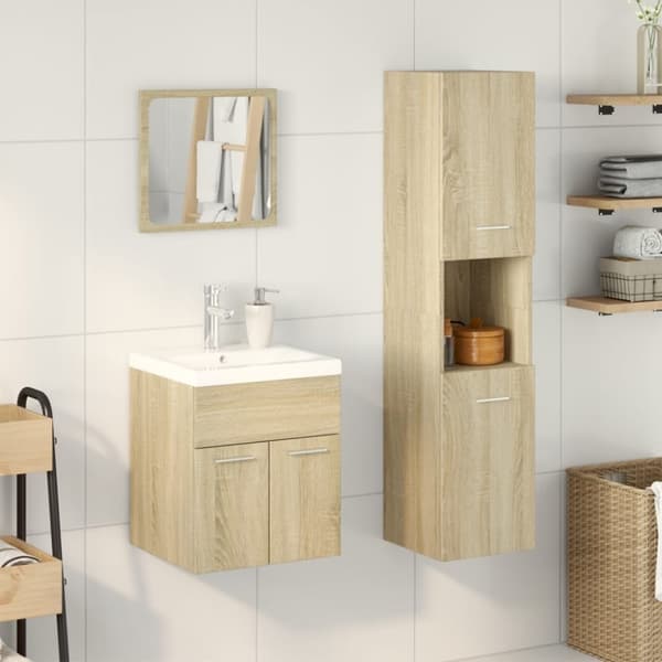 vidaXL Badrumsmöbler set 3 delar sonoma-ek konstruerat trä