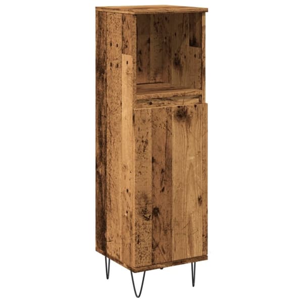 vidaXL Badrumsskåp åldrat trä 30x30x100 cm konstruerat trä