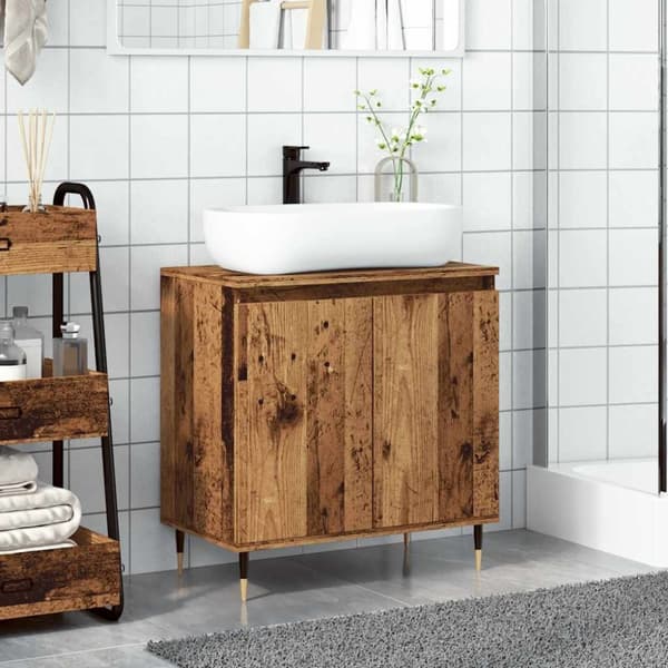 vidaXL badeværelsesskab 58x33x60 cm konstrueret træ antikt træ