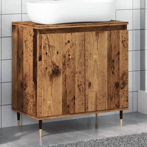 vidaXL badeværelsesskab 58x33x60 cm konstrueret træ antikt træ