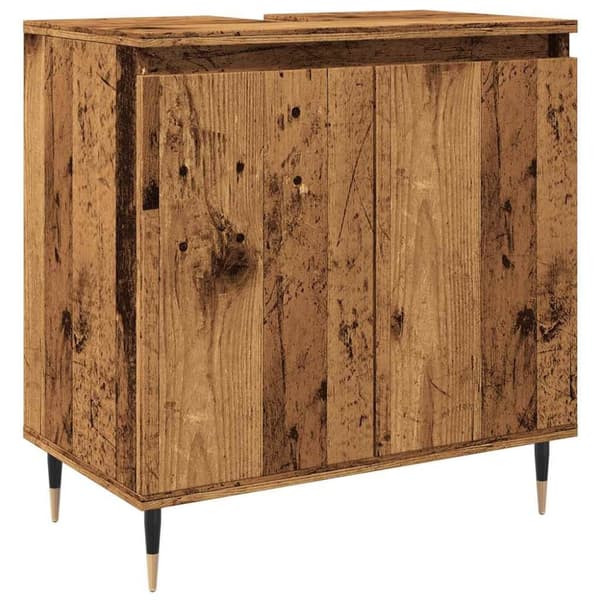 vidaXL badeværelsesskab 58x33x60 cm konstrueret træ antikt træ