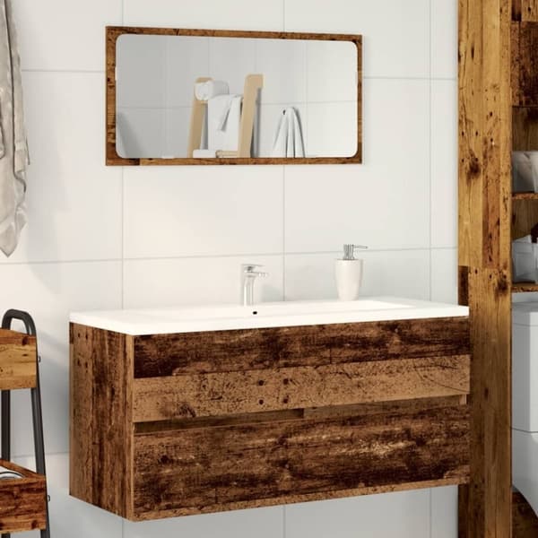 vidaXL vaskeskab 100x38,5x45 cm konstrueret træ gammelt trælook