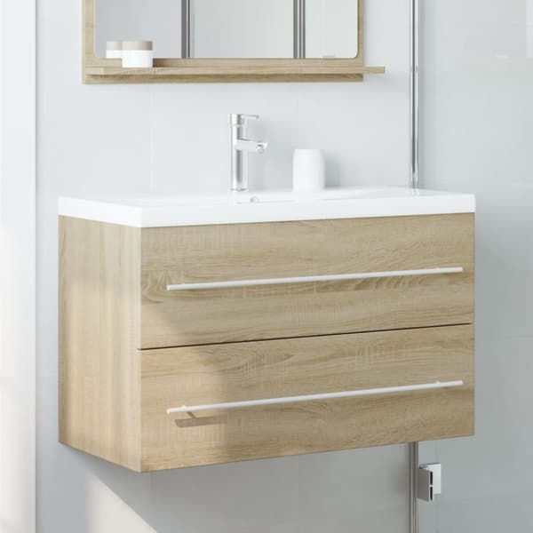vidaXL vaskeskab 80x38,5x48 cm konstrueret træ gammelt trælook