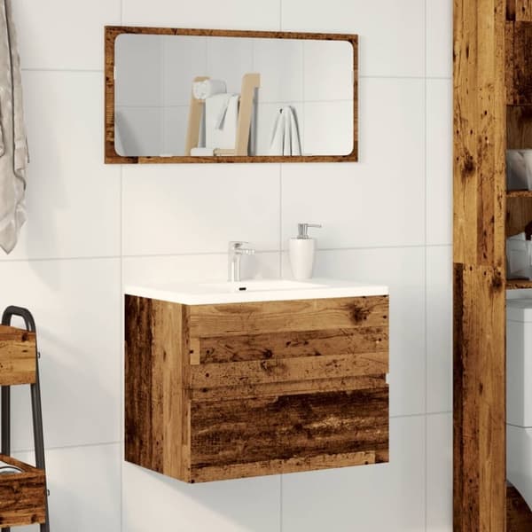 vidaXL badeværelsesskab 60x38,5x45 cm konstrueret træ antikt træ