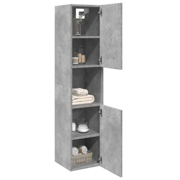 vidaXL Kylpyhuoneen seinäkaappi betoninharmaa 30x30x130 cm lastulevy