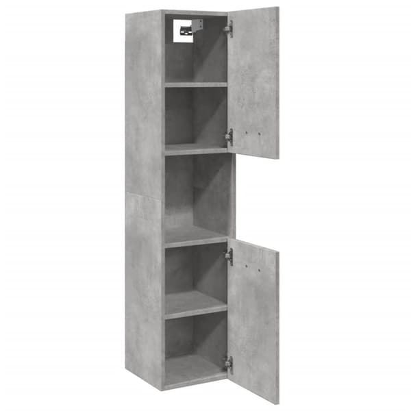 vidaXL Kylpyhuoneen seinäkaappi betoninharmaa 30x30x130 cm lastulevy