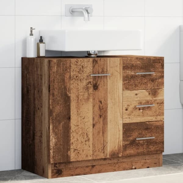 vidaXL underskab til håndvask 63x30x54 cm konstrueret træ gammelt træ