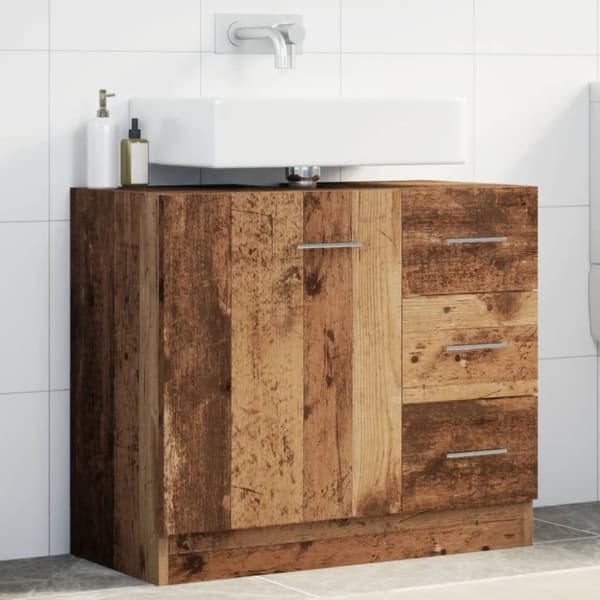 vidaXL underskab til håndvask 63x30x54 cm konstrueret træ gammelt træ