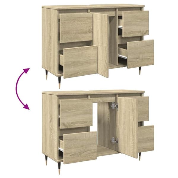 vidaXL badeværelsesskab 80x33x60 cm konstrueret træ sonoma-eg