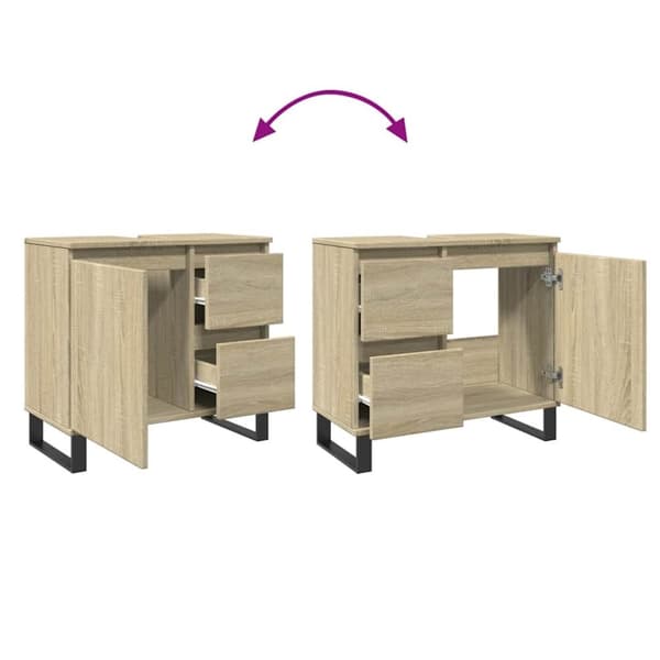 vidaXL badeværelsesskab 65x33x60 cm konstrueret træ sonoma-eg
