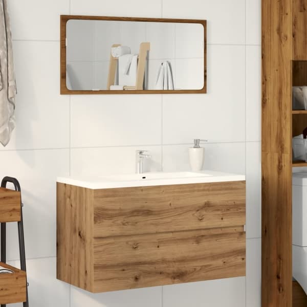 vidaXL badeværelsesskab 80x38,5x45 cm væghængt konstrueret træ kunsteg