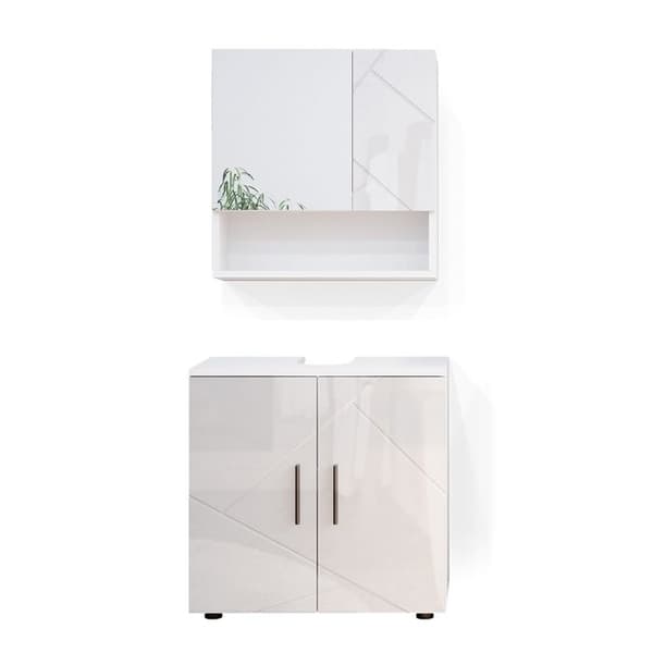 Ensemble meubles bain Irma, 2 delar, låghöjdsskåp 60 cm, Vit hög glans, Vit, Vicco