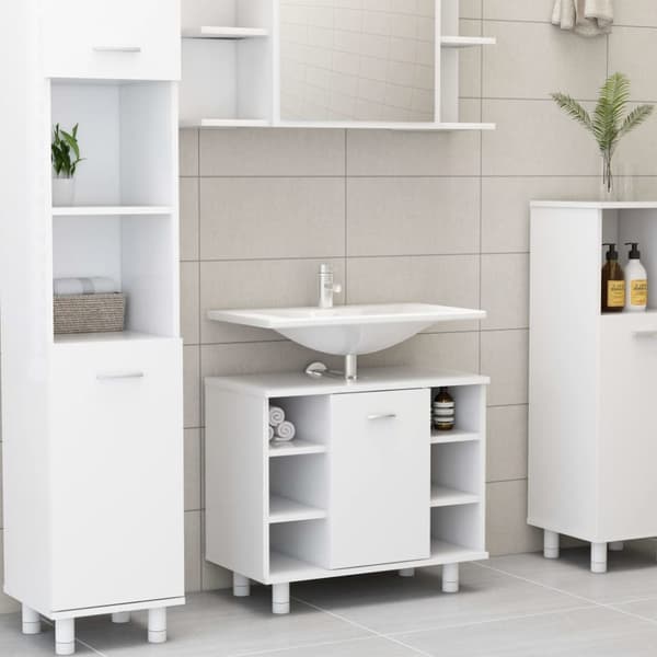 Badrumsskåp vit 60x32x53,5 cm konstruerat trä
